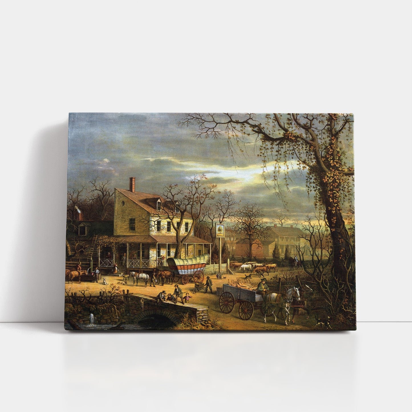 The Inn on the Roadside, American Scenery (1872) – Edward Sachse - Printed Masterpieces