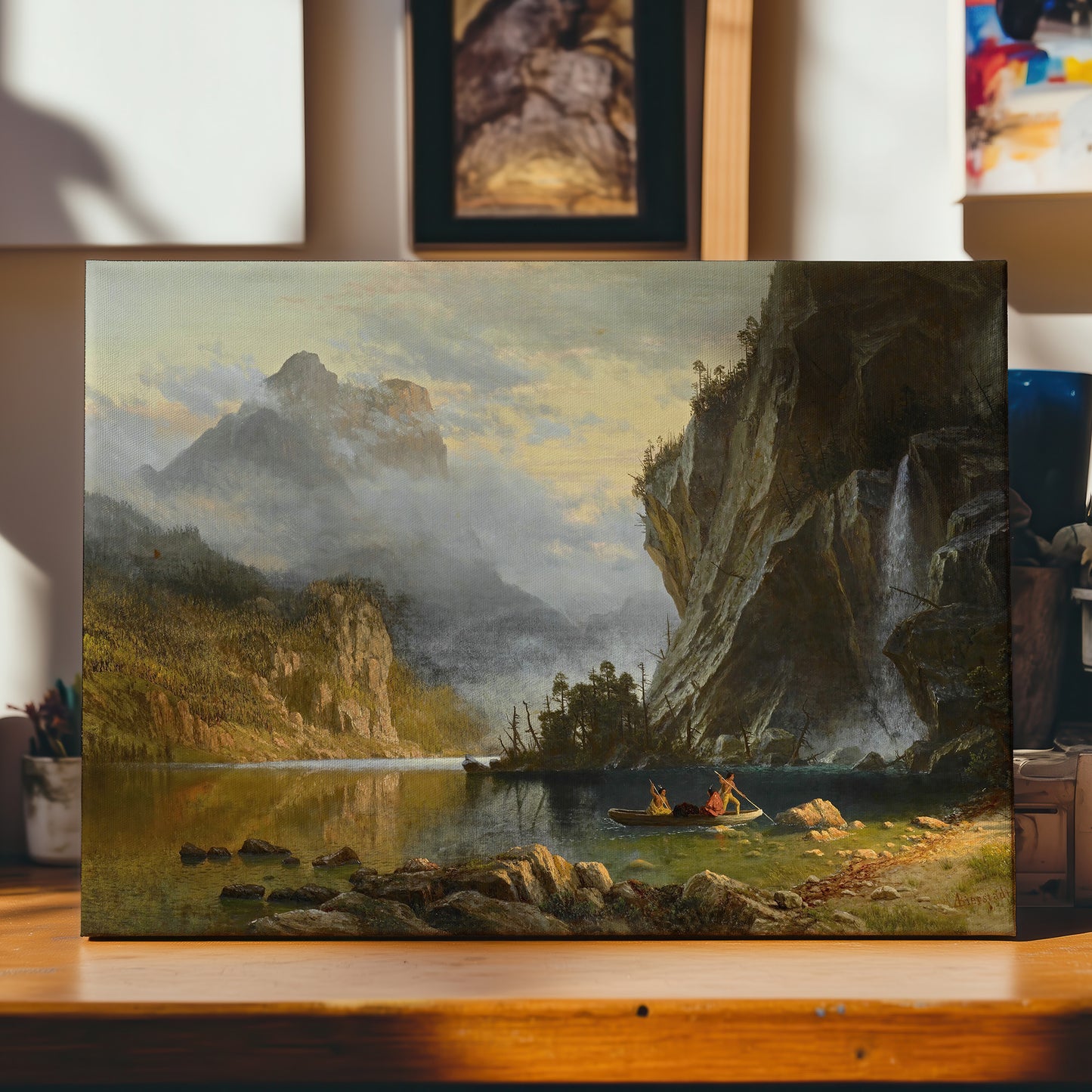 Indians Spear Fishing – Albert Bierstadt, Classic Art Reproduction