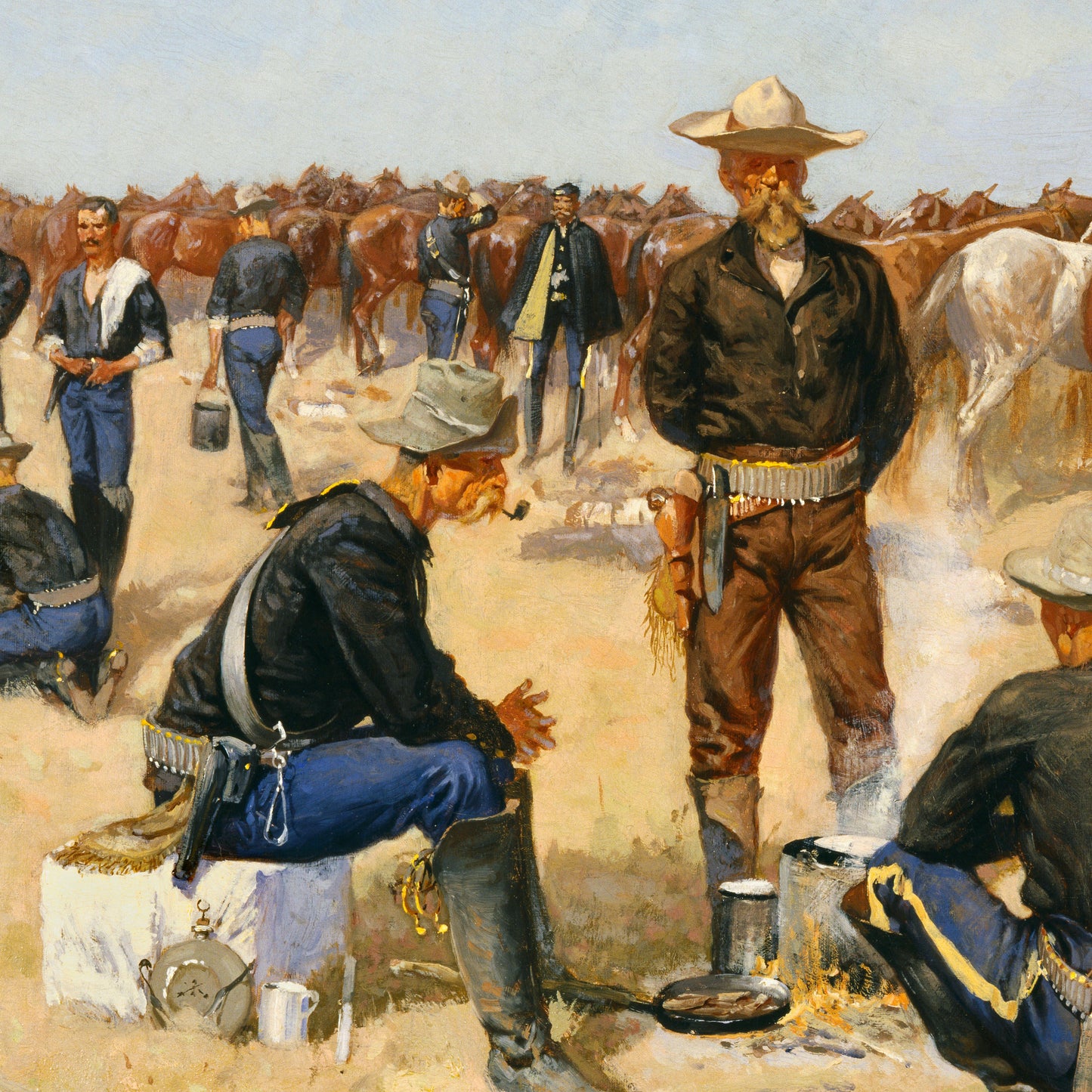 A Cavalryman's Breakfast (1892) – Frederic Remington - Printed Masterpieces