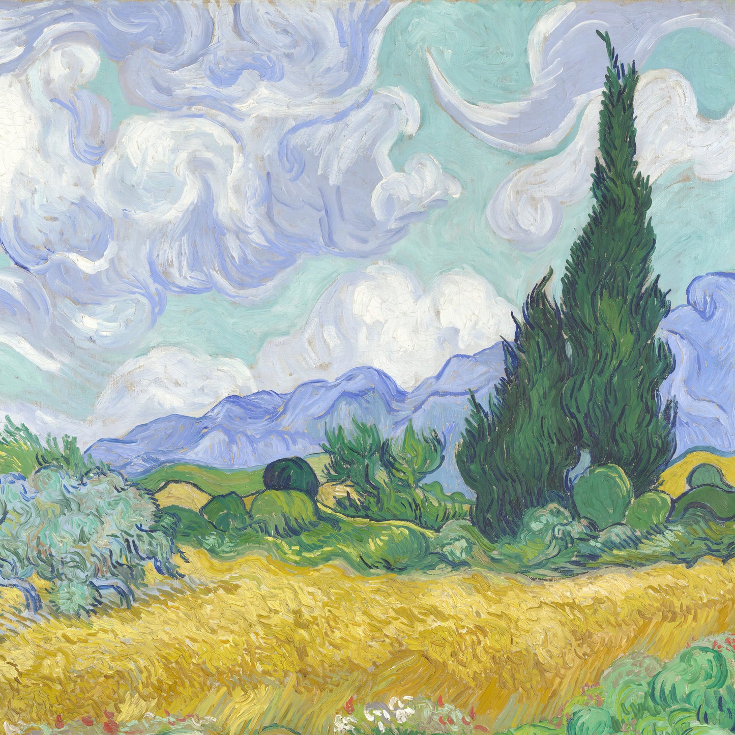 Wheatfield with Cypresses – Vincent van Gogh, Classic Art Reproduction
