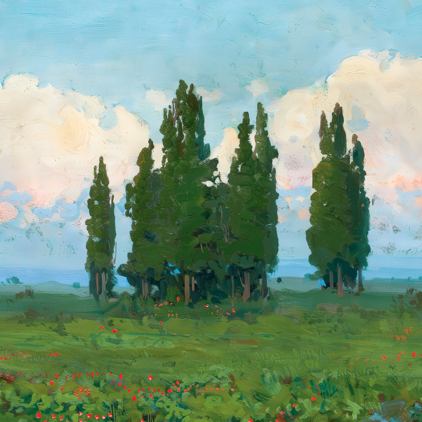 Landscape with cypresses (1900) – Iwan Trusz - Printed Masterpieces