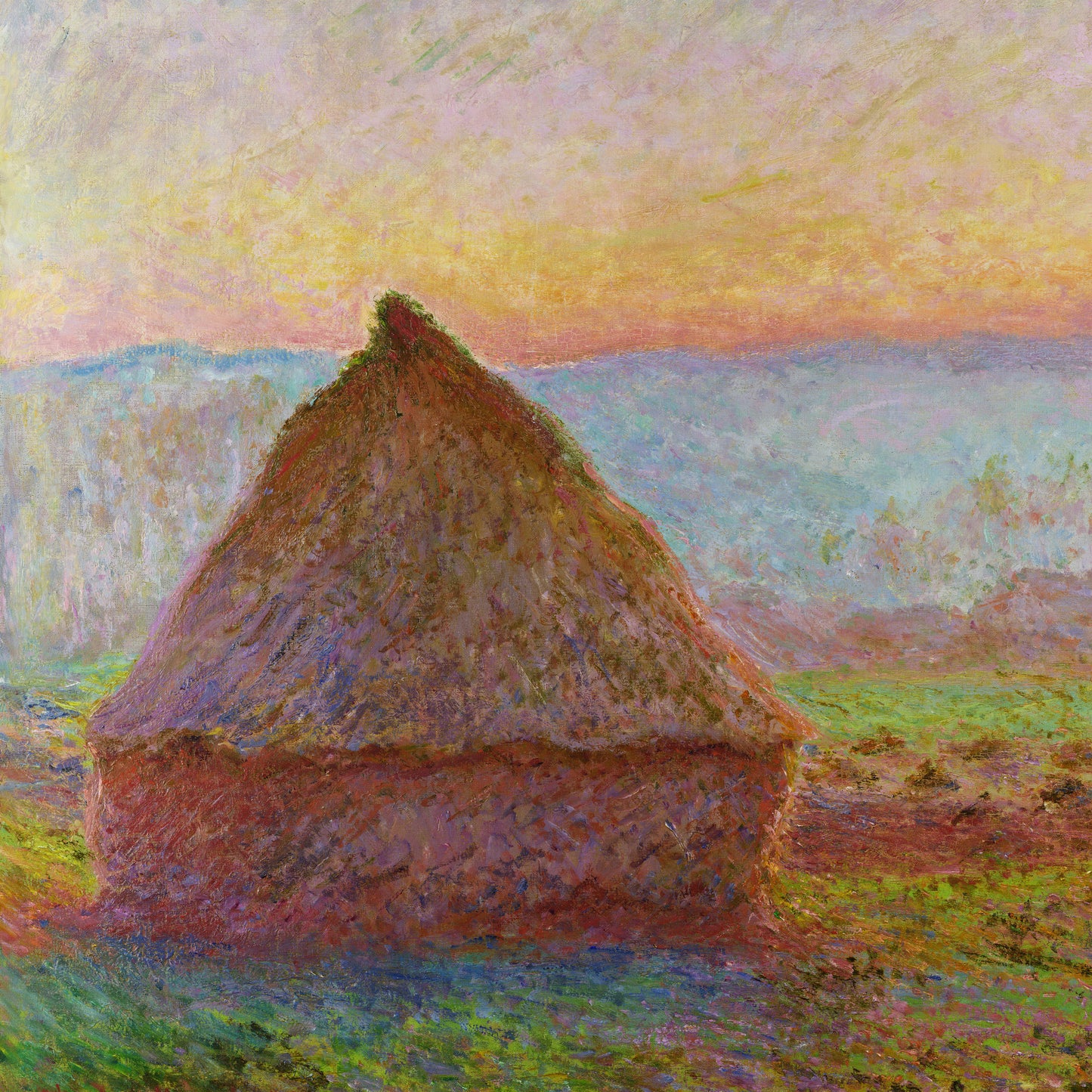 Grainstacks at Giverny & Evening Sun – Claude Monet, Classic Art Reproduction