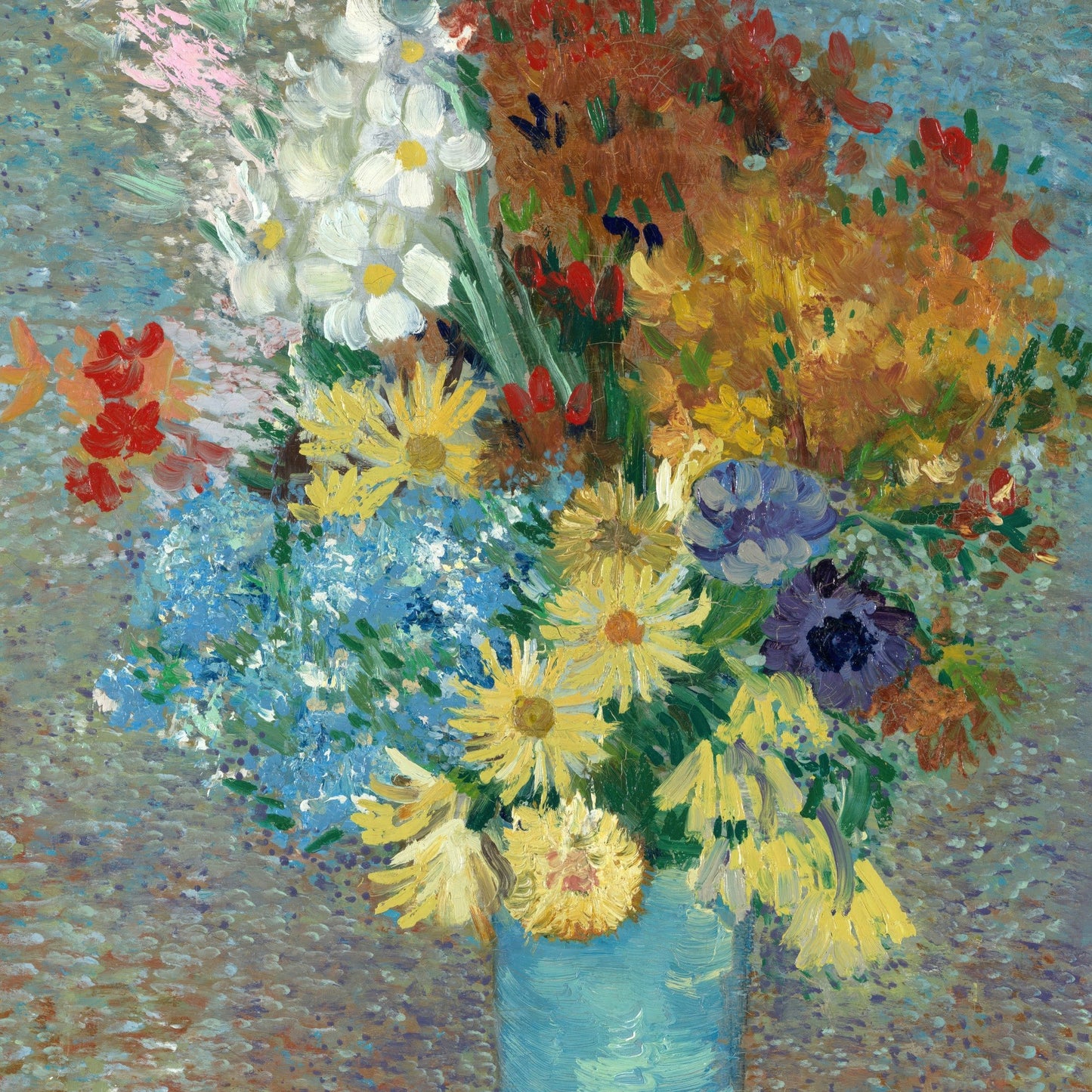 Flowers in a blue vase (1887) – Vincent van Gogh - Printed Masterpieces