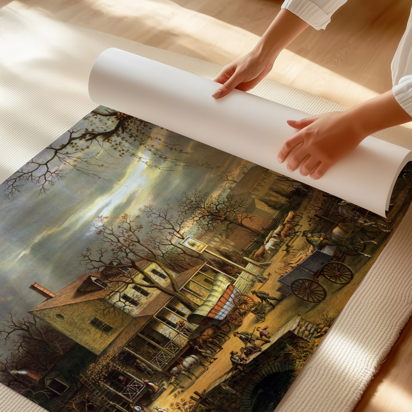 The Inn on the Roadside, American Scenery (1872) – Edward Sachse - Printed Masterpieces