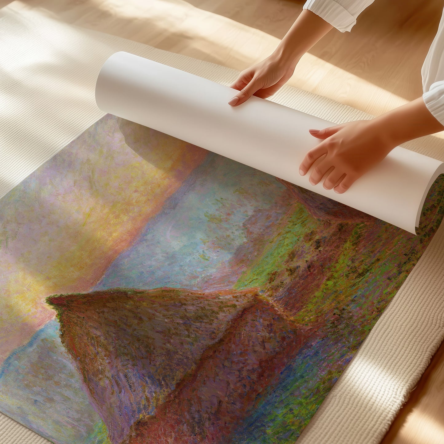 Grainstacks at Giverny & Evening Sun – Claude Monet, Classic Art Reproduction