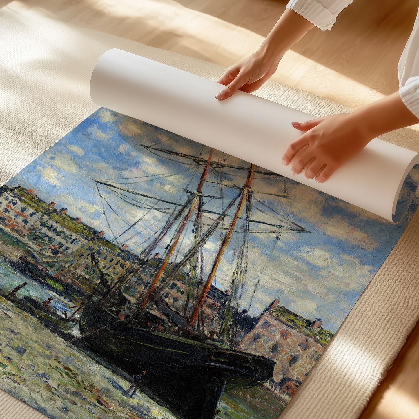Boat Lying at Low Tide (1881) – Claude Monet - Printed Masterpieces