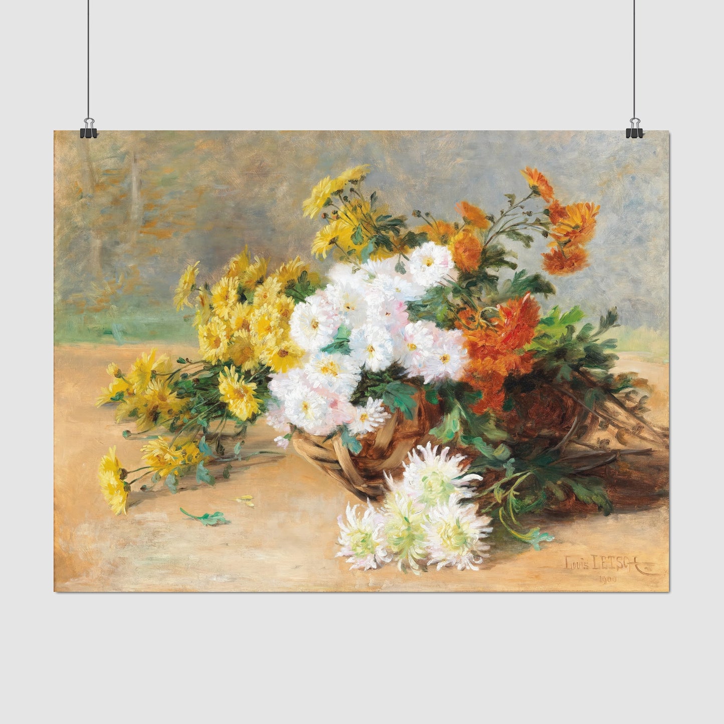 Bouquet of flowers in a basket (1900) – Louis Letsch - Printed Masterpieces