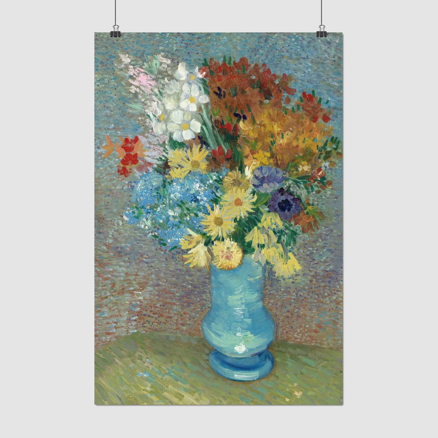 Flowers in a blue vase (1887) – Vincent van Gogh - Printed Masterpieces