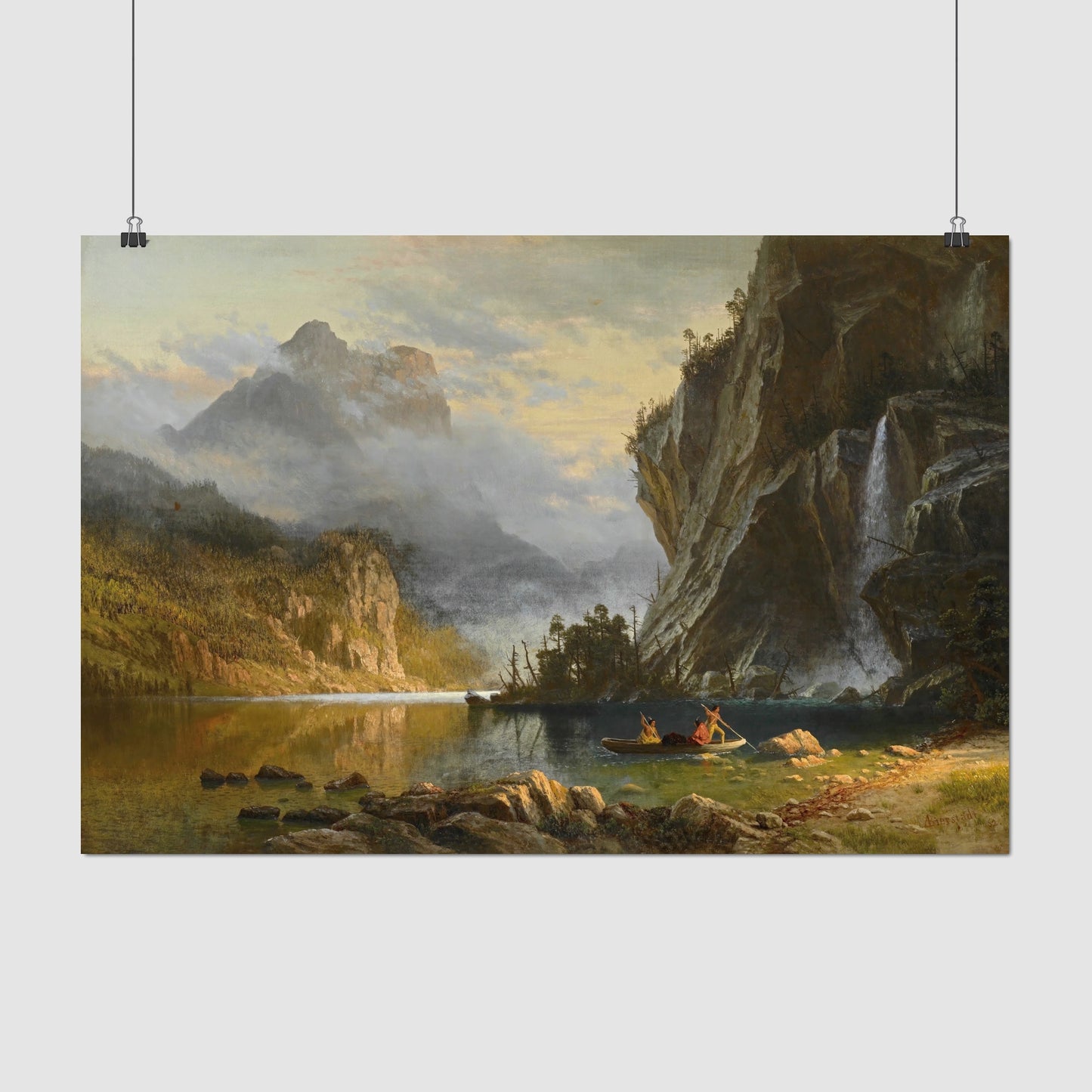 Indians Spear Fishing – Albert Bierstadt, Classic Art Reproduction