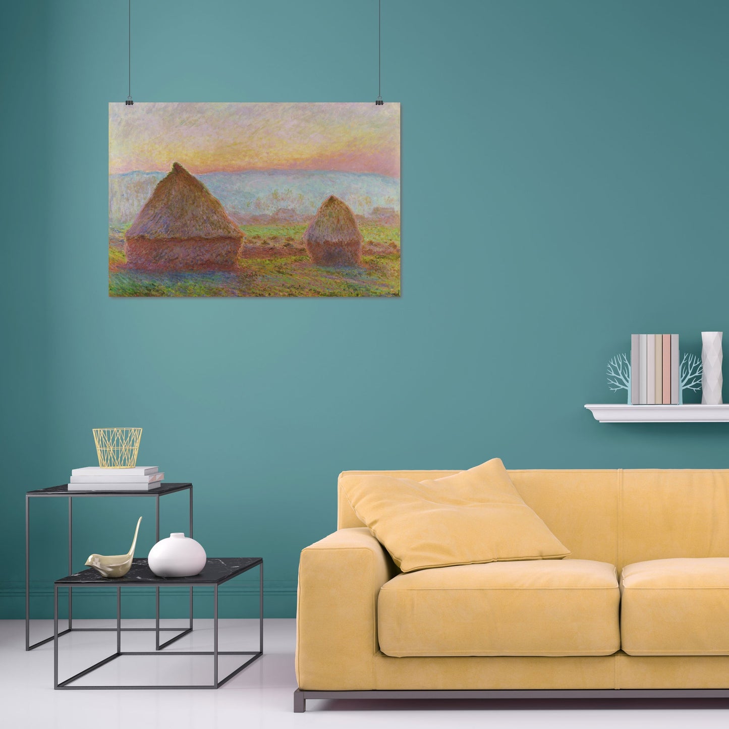 Grainstacks at Giverny & Evening Sun – Claude Monet, Classic Art Reproduction