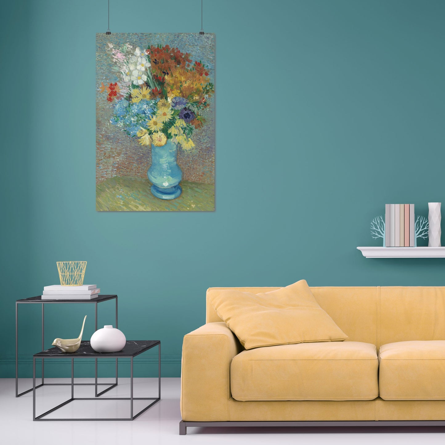 Flowers in a blue vase (1887) – Vincent van Gogh - Printed Masterpieces