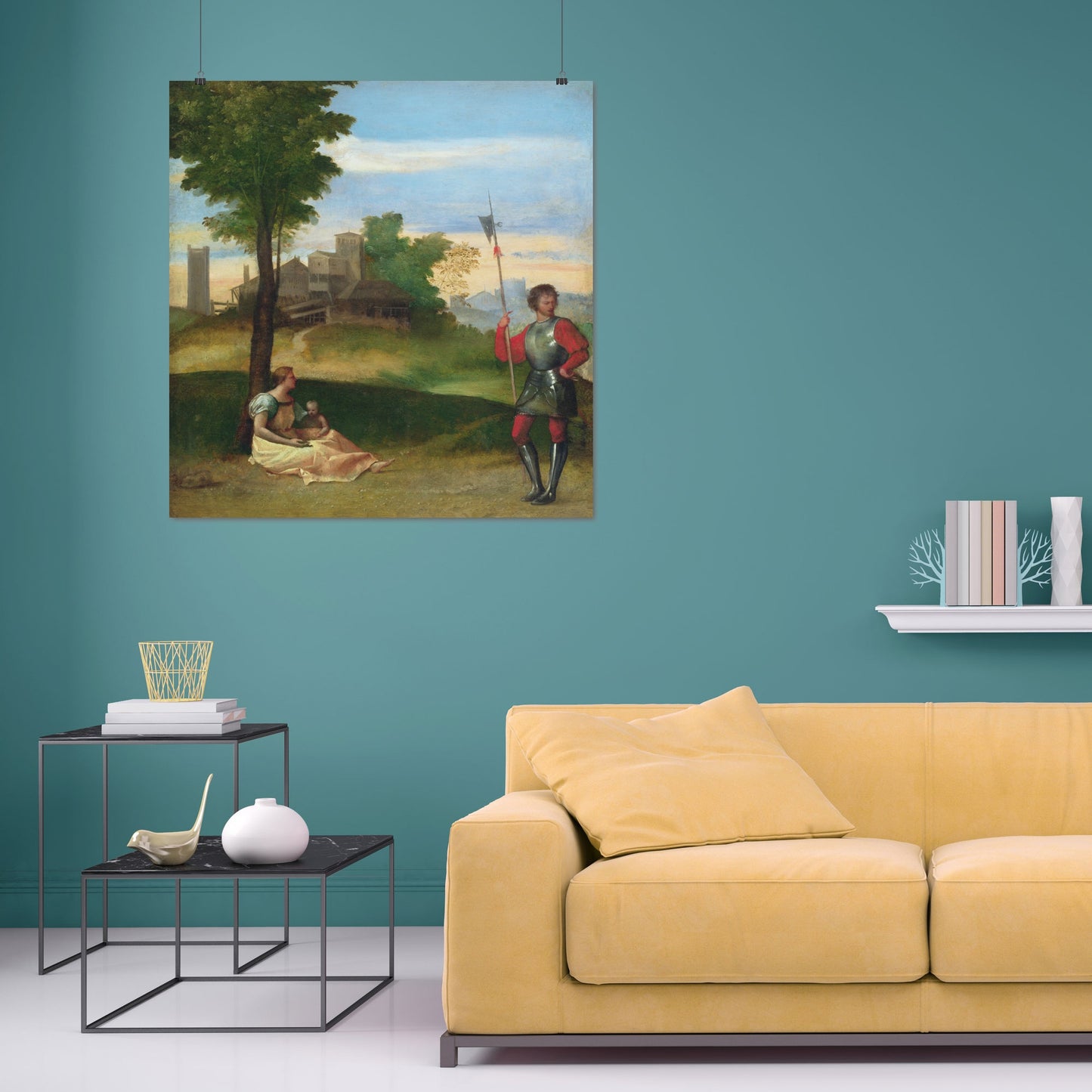 An Idyll: A Mother and a Halberdier in a Wooded Landscape – Titian, Classic Art Reproduction