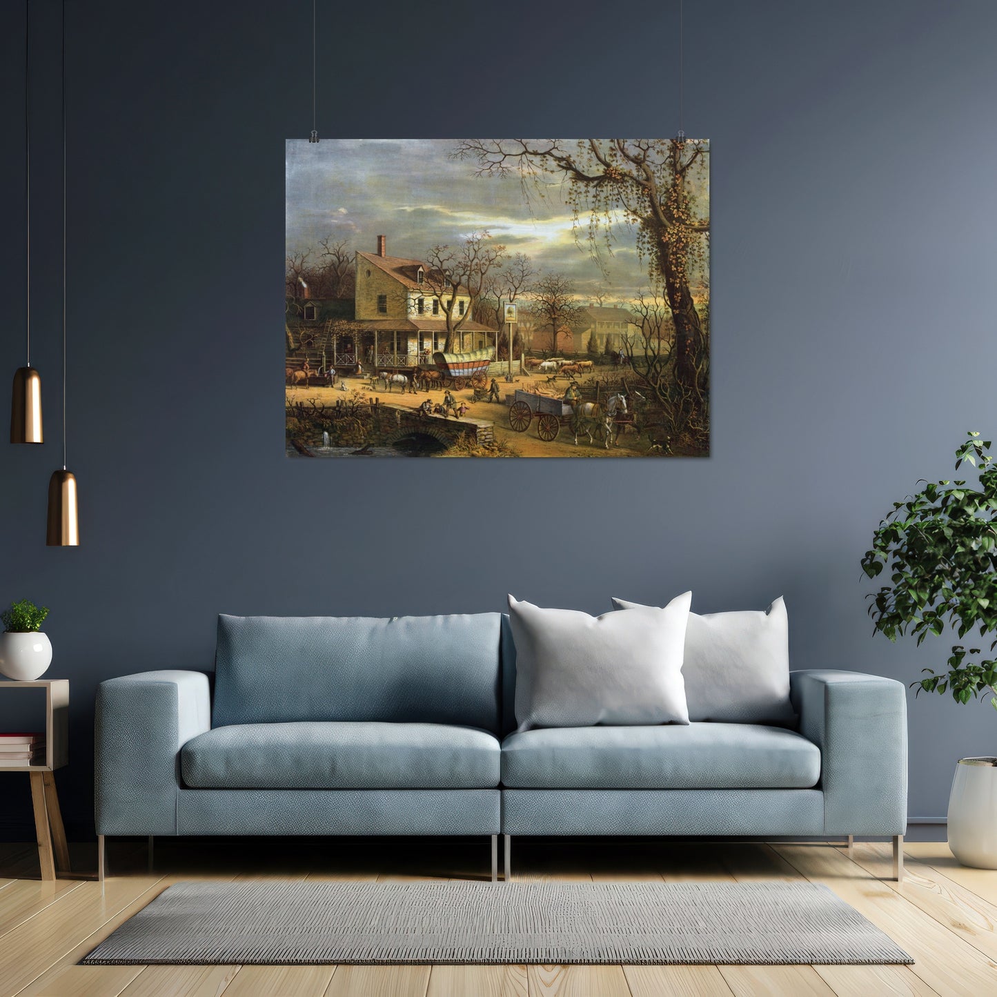 The Inn on the Roadside, American Scenery (1872) – Edward Sachse - Printed Masterpieces