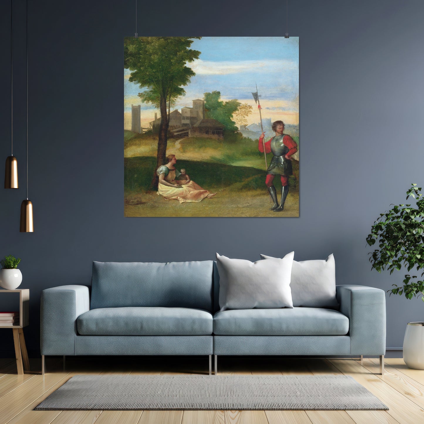An Idyll: A Mother and a Halberdier in a Wooded Landscape – Titian, Classic Art Reproduction