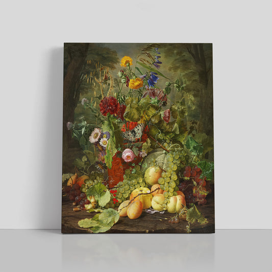 Wildflowers in a terracotta vase and fruits (1844) – Otto Diderich Ottesen - Printed Masterpieces