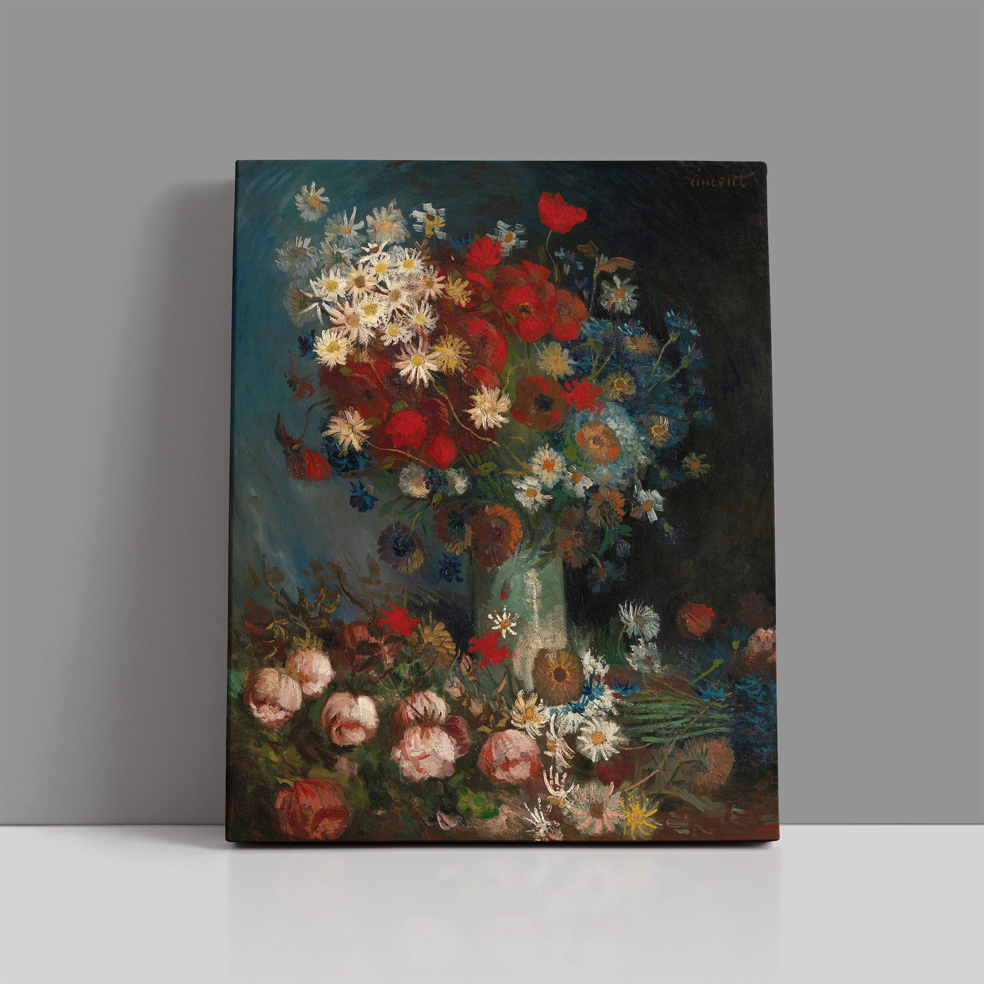 Still life with meadow flowers and roses (1886–1887) – Vincent van Gogh - Printed Masterpieces