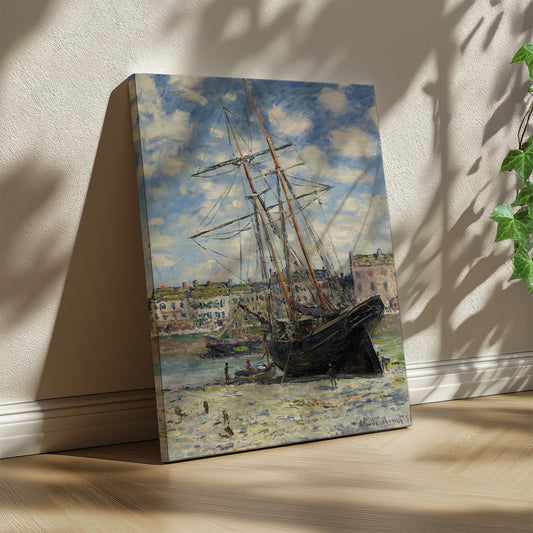 Boat Lying at Low Tide – Claude Monet, Classic Art Reproduction