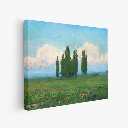 Landscape with cypresses – Iwan Trusz, Classic Art Reproduction