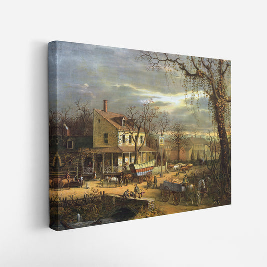 American Scenery - the Inn on the Roadside – Edward Sachse, Classic Art Reproduction