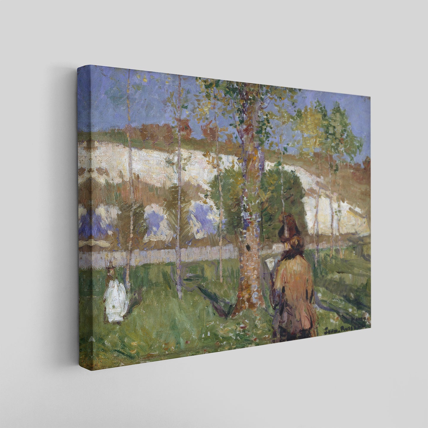 Madame Sisley on the banks of the Loing at Moret (1887) – John Peter Russell