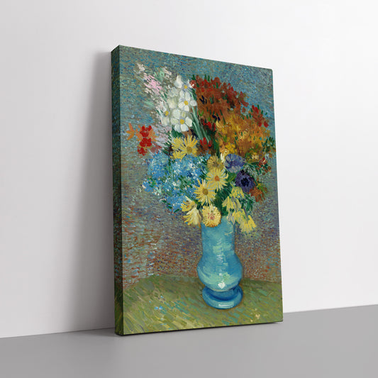 Flowers in a blue vase (1887) – Vincent van Gogh - Printed Masterpieces