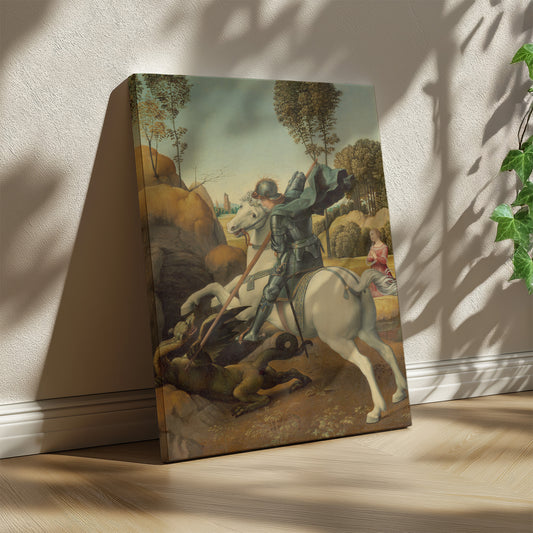 Saint George slaying the Dragon – Raphael Santi, Classic Art Reproduction