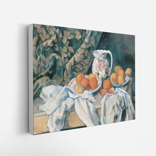 Still Life with a Curtain – Paul Cézanne, Classic Art Reproduction