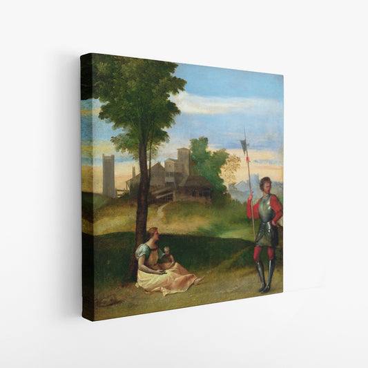 An Idyll: A Mother and a Halberdier in a Wooded Landscape – Titian, Classic Art Reproduction