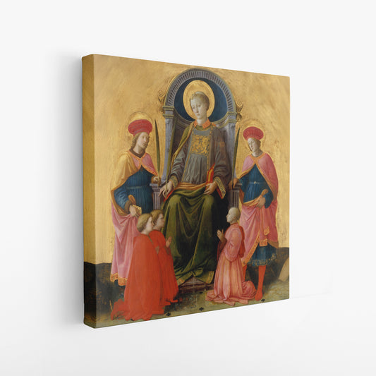 Saint Lawrence Enthroned with Saints and Donors – Filippo Lippi, Classic Art Reproduction