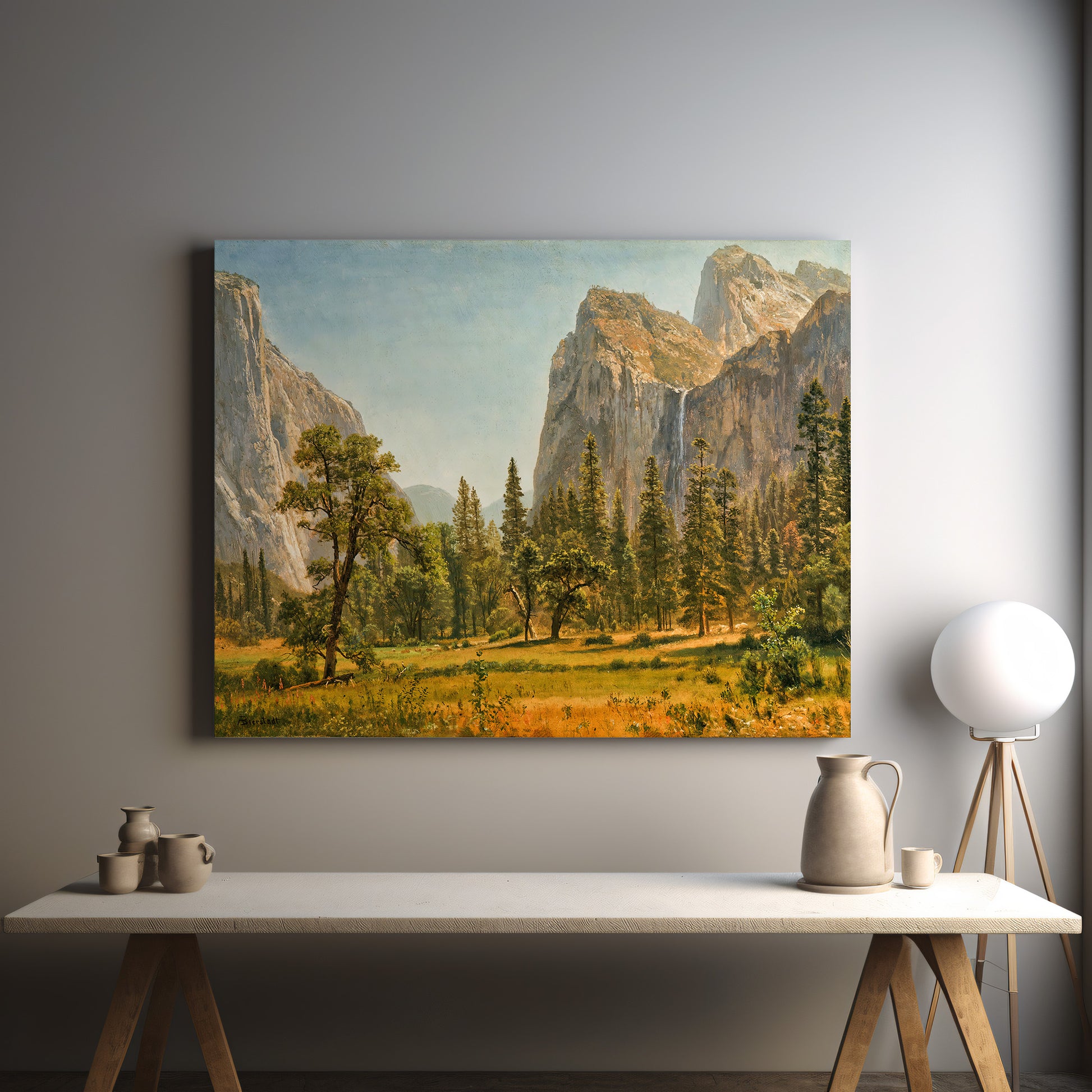 Bridal Veil Falls, Yosemite Valley – Albert Bierstadt, Classic Art Reproduction