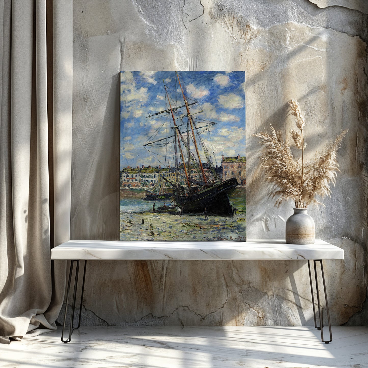 Boat Lying at Low Tide (1881) – Claude Monet