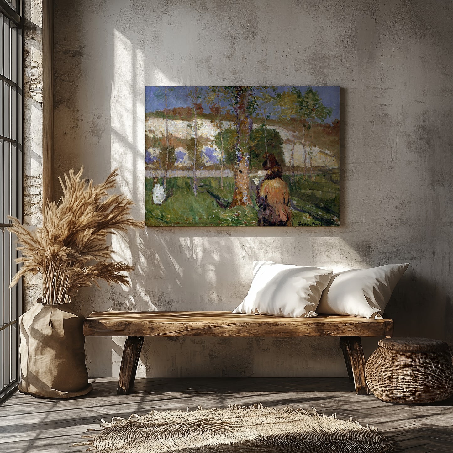 Madame Sisley on the banks of the Loing at Moret (1887) – John Peter Russell