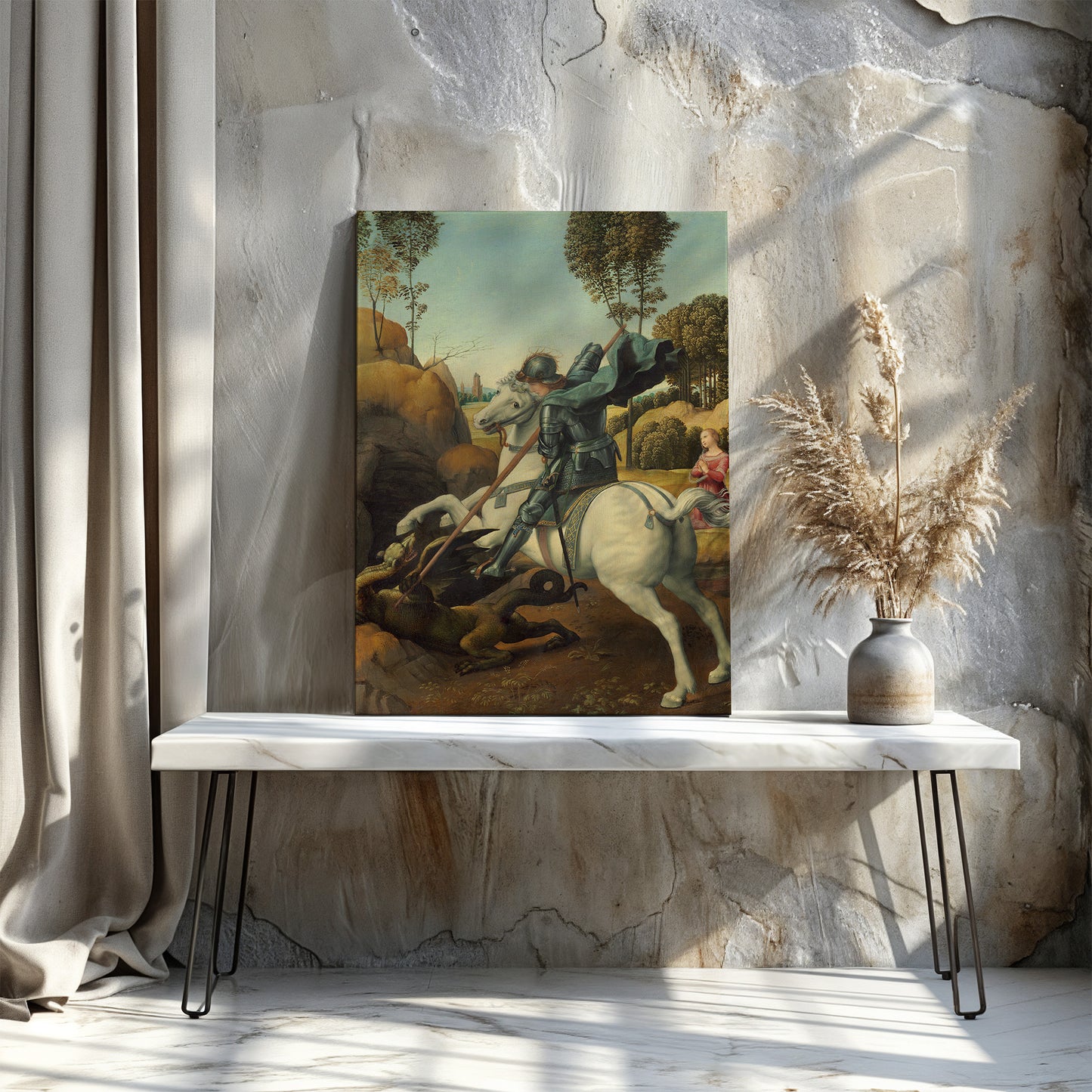 Saint George slaying the Dragon – Raphael Santi, Classic Art Reproduction