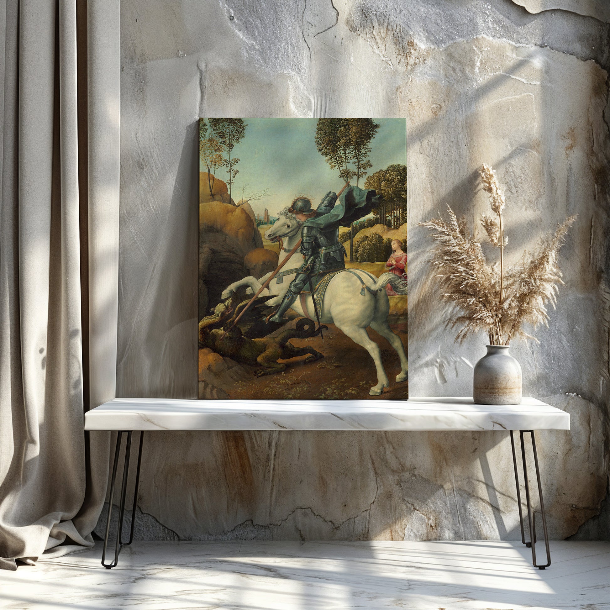 Saint George slaying the Dragon – Raphael Santi, Classic Art Reproduction