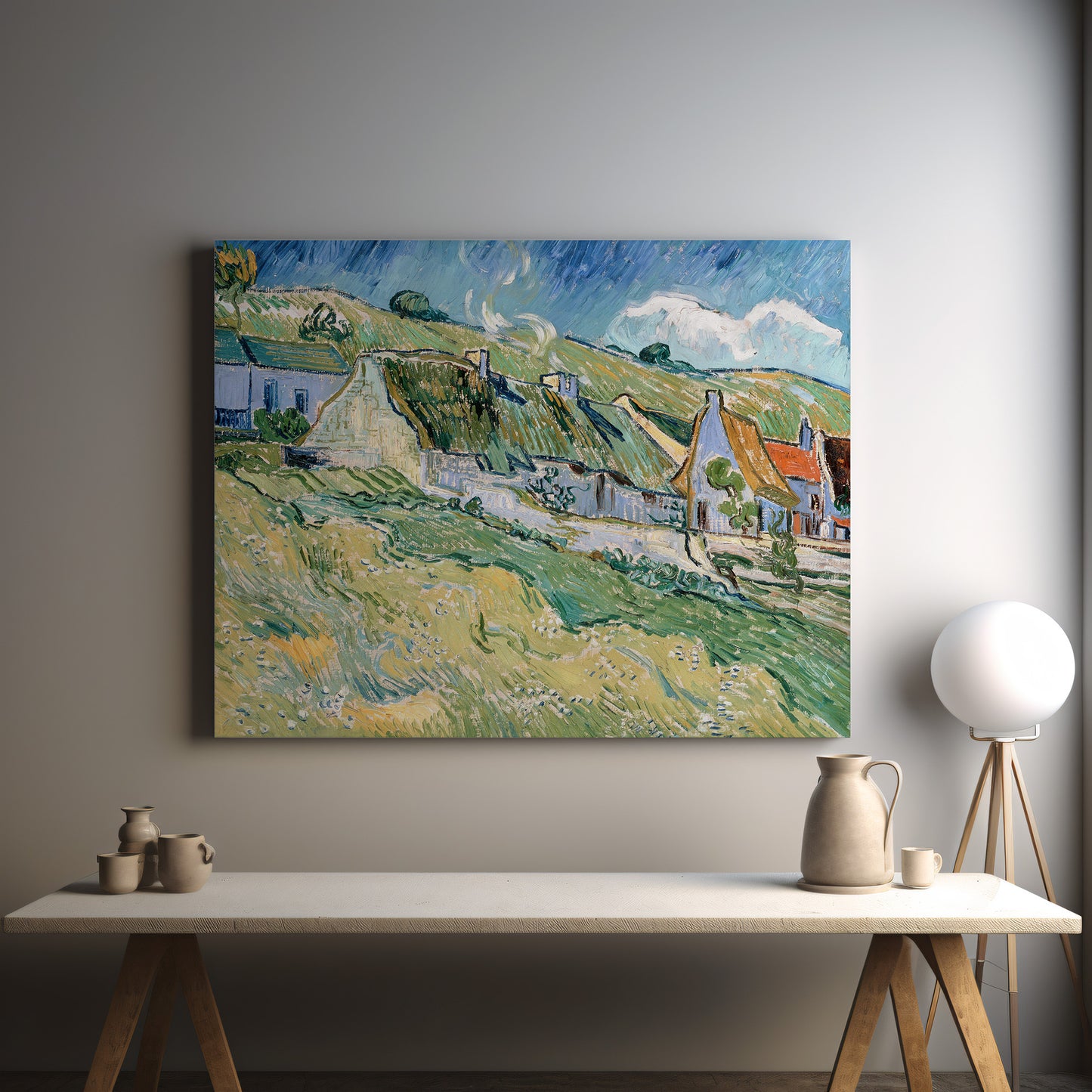 Thatched Cottages at Cordeville – Vincent van Gogh, Classic Art Reproduction
