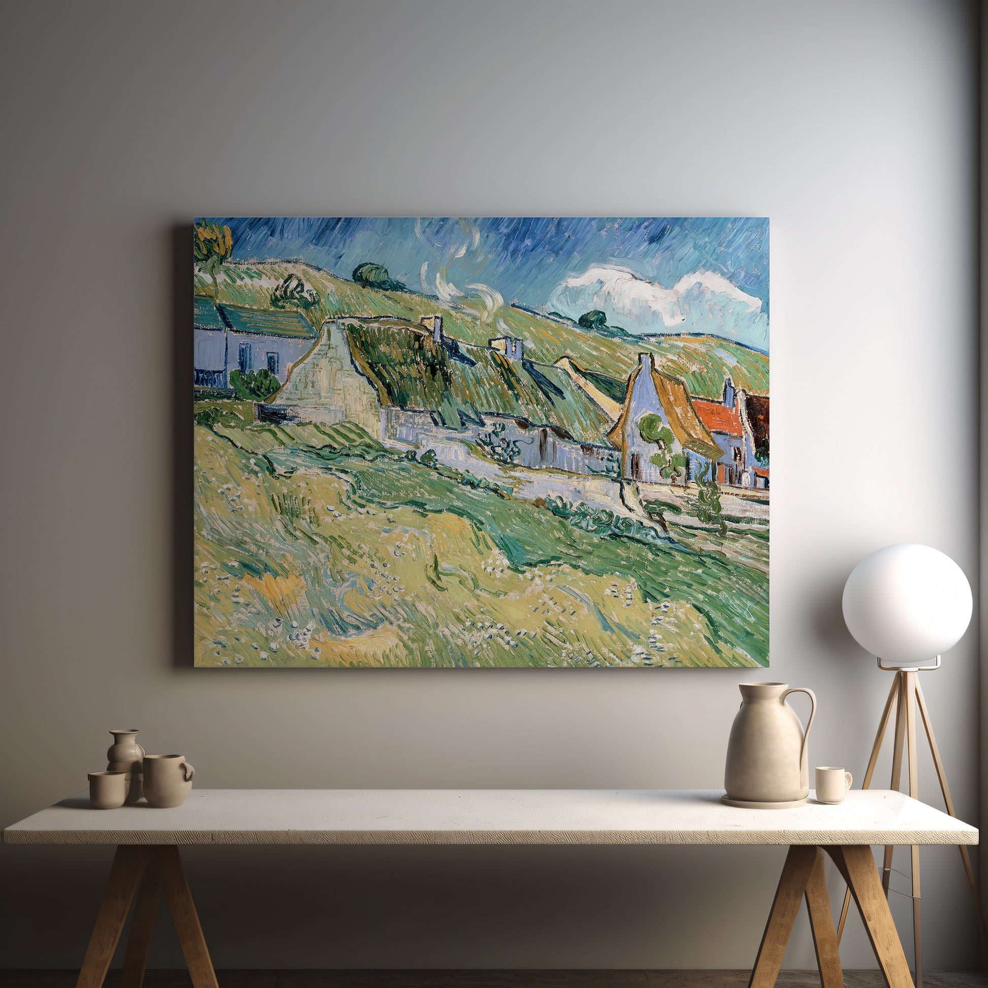 Thatched Cottages at Cordeville – Vincent van Gogh, Classic Art Reproduction