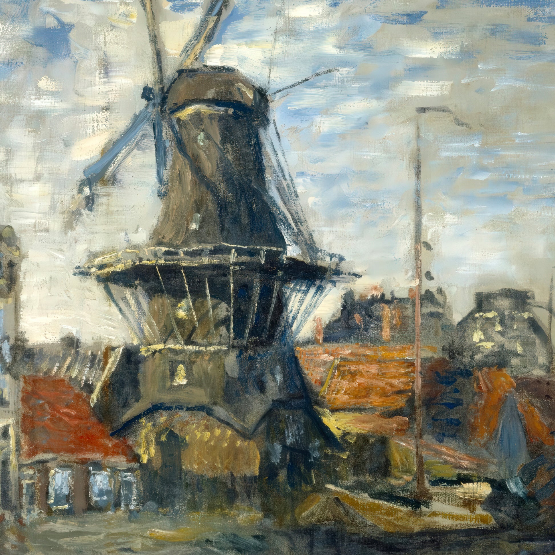 The Windmill on the Onbekende Gracht (1874) – Claude Monet