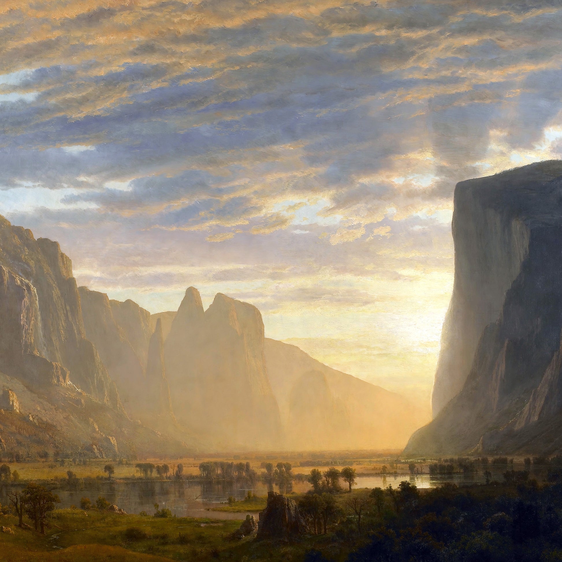 Looking Down Yosemite Valley – Albert Bierstadt, Classic Art Reproduction