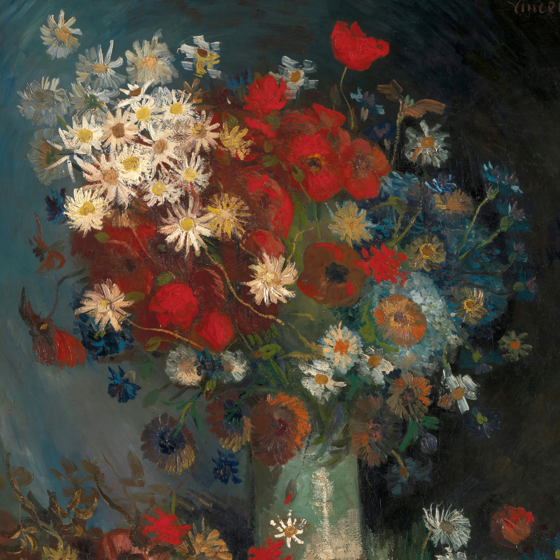 Still life with meadow flowers and roses (1886–1887) – Vincent van Gogh - Printed Masterpieces