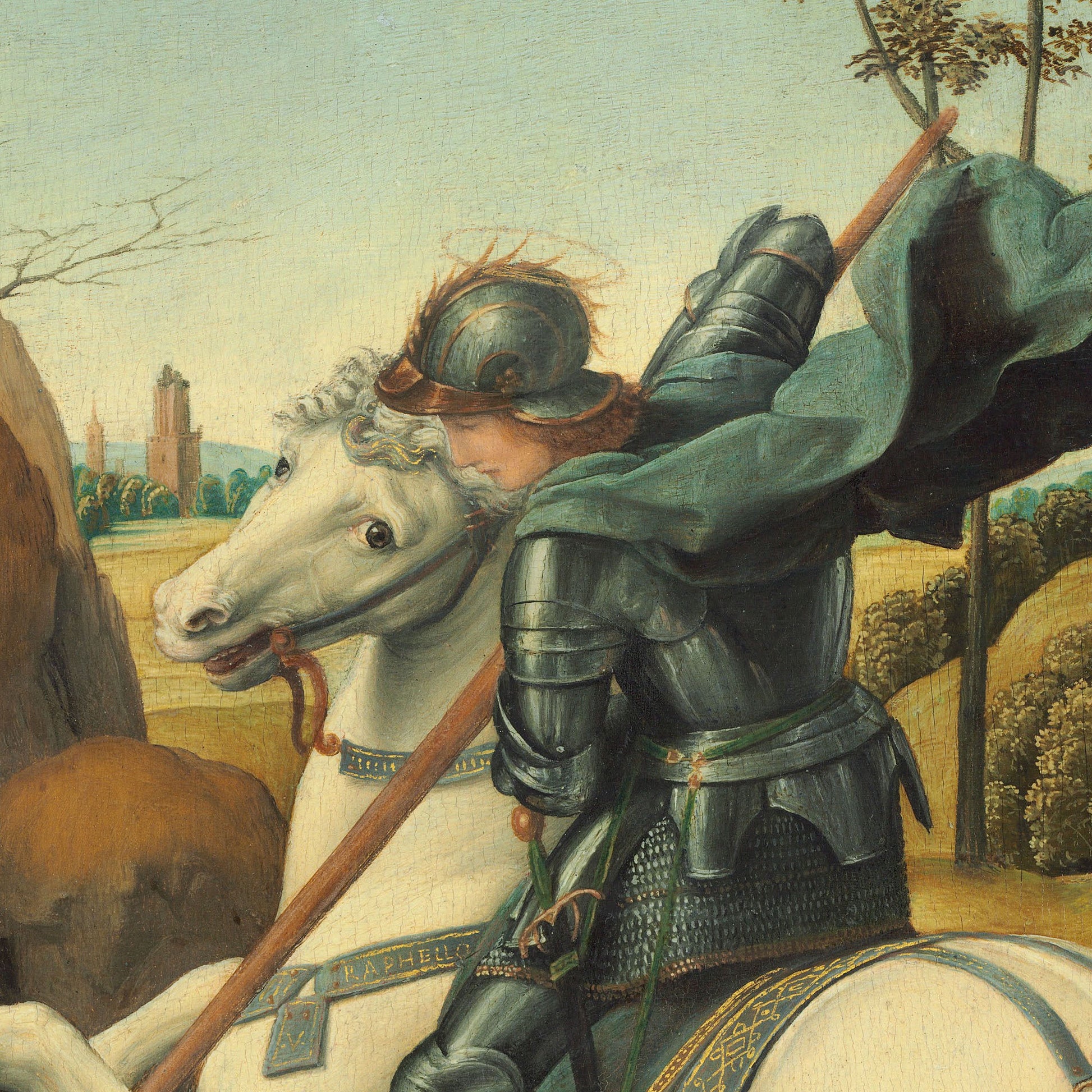 Saint George slaying the Dragon – Raphael Santi, Classic Art Reproduction
