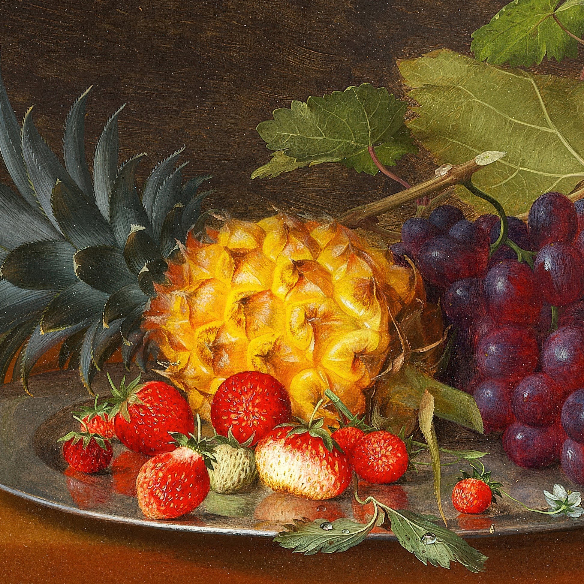 Pineapple, grapes and strawberries on a tin plate – Otto Diderich Ottesen, Classic Art Reproduction