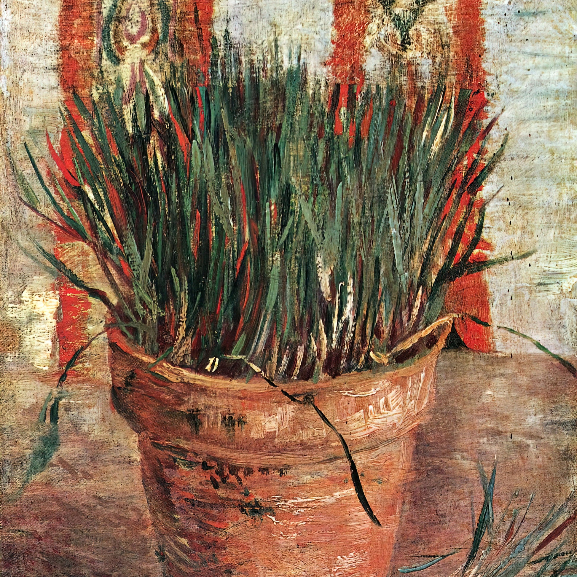 Flowerpot with Garlic Chives – Vincent van Gogh, Classic Art Reproduction