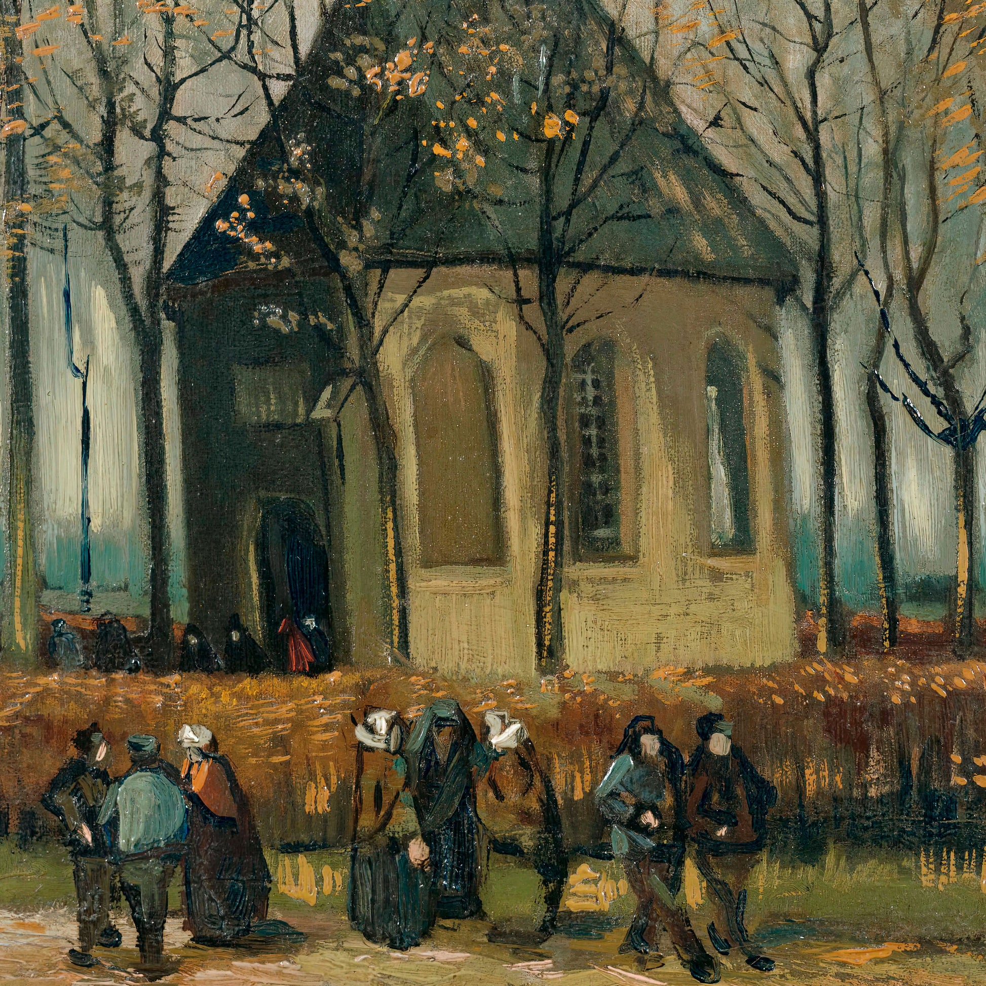 Congregation Leaving Church – Vincent van Gogh, Classic Art Reproduction