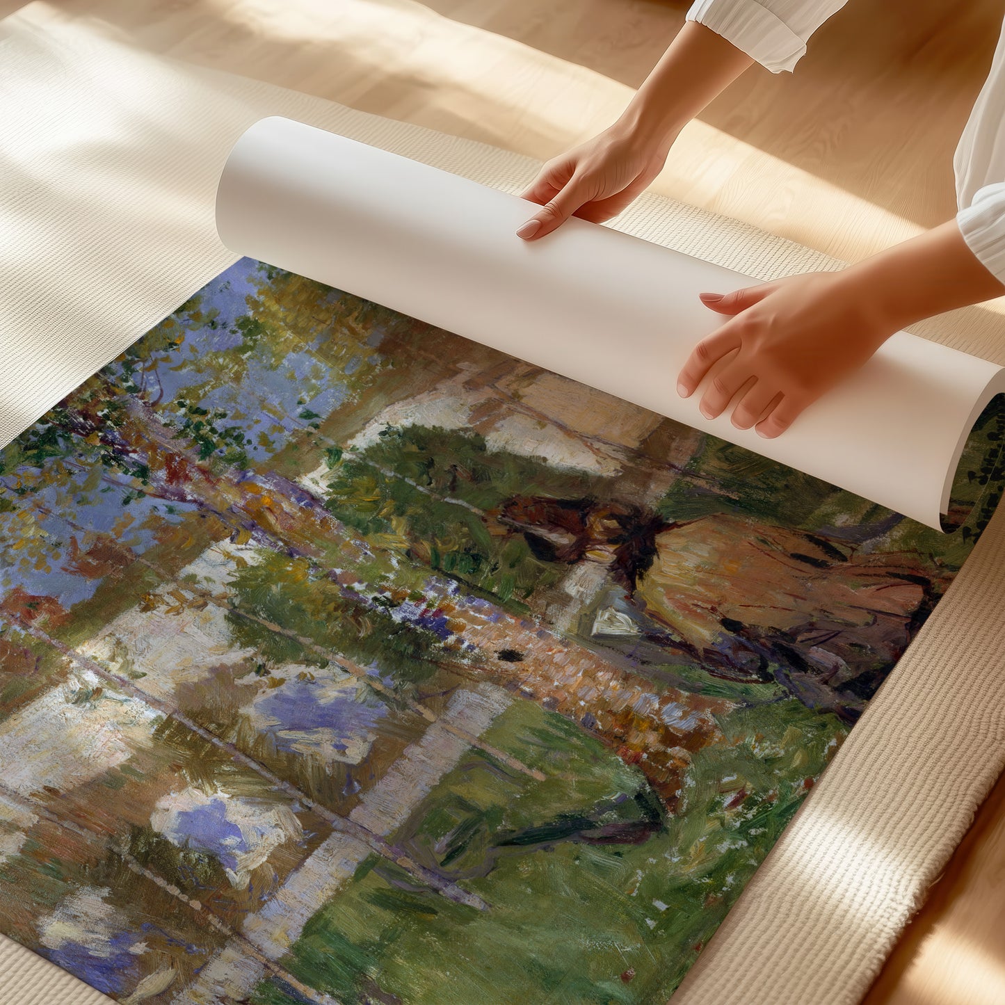 Madame Sisley on the banks of the Loing at Moret (1887) – John Peter Russell