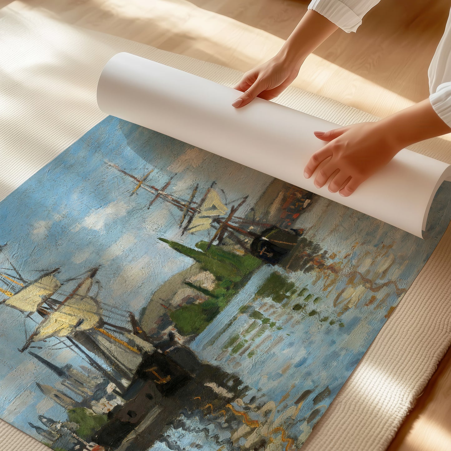 Ships Riding on the Seine at Rouen (1872–1873) – Claude Monet - Printed Masterpieces