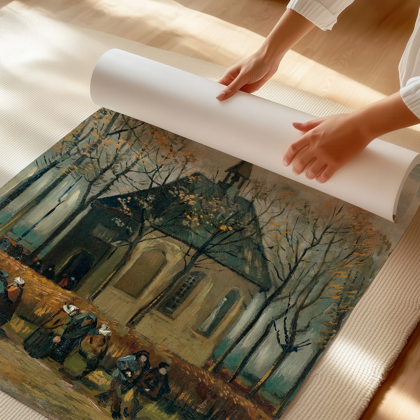Congregation Leaving Church (1884–1885) – Vincent van Gogh - Printed Masterpieces