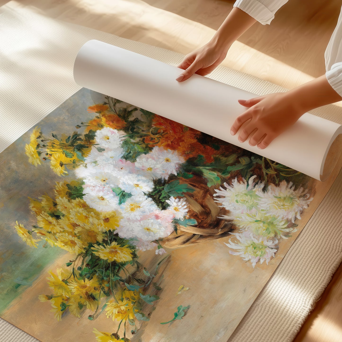 Bouquet of flowers in a basket (1900) – Louis Letsch