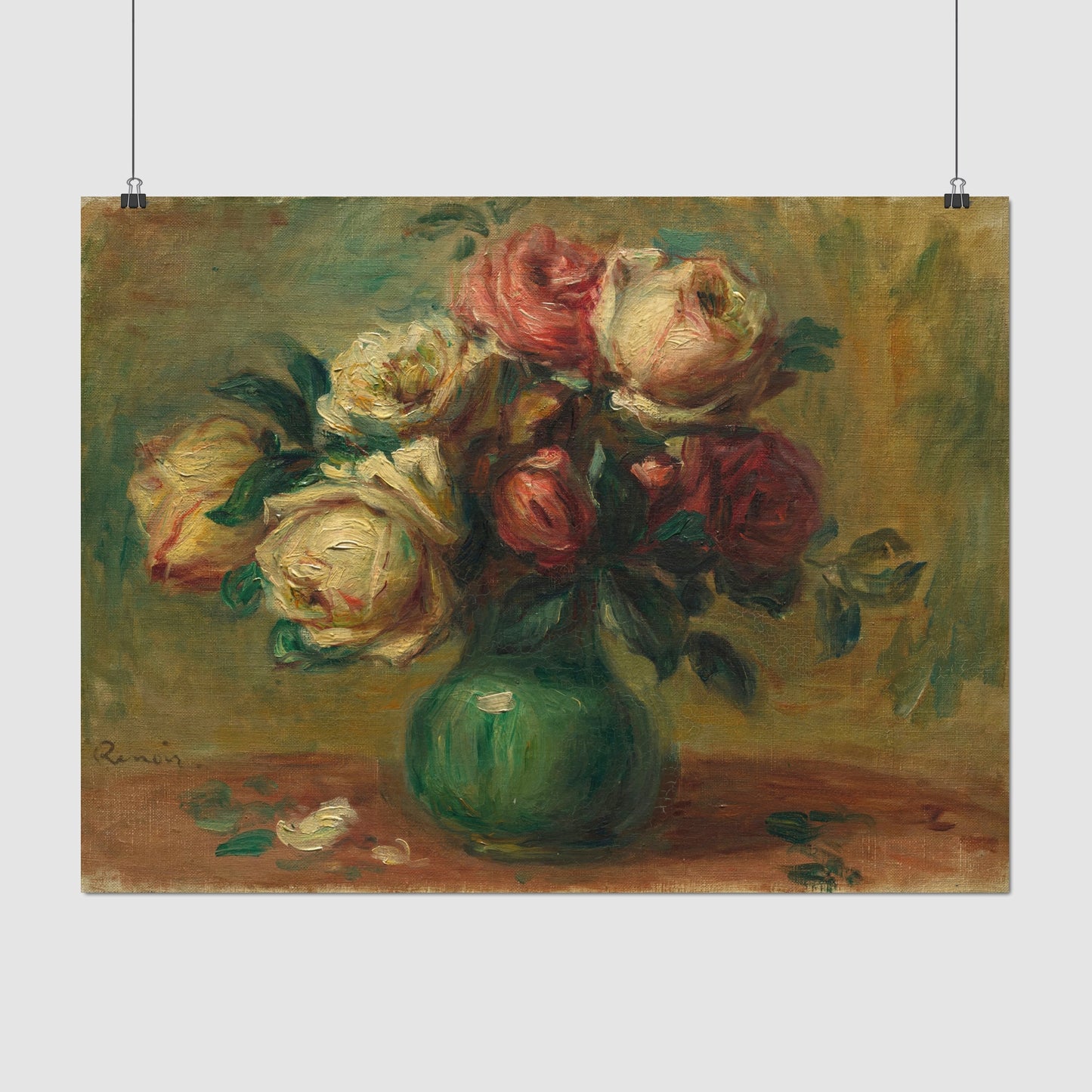 Roses in a Vase (1890) – Pierre-Auguste Renoir