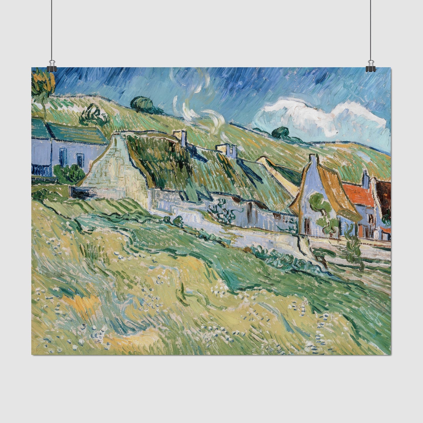 Thatched Cottages at Cordeville – Vincent van Gogh, Classic Art Reproduction