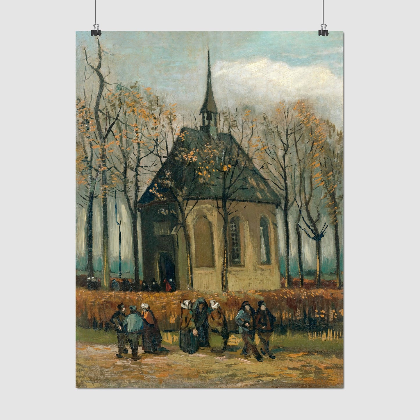 Congregation Leaving Church – Vincent van Gogh, Classic Art Reproduction